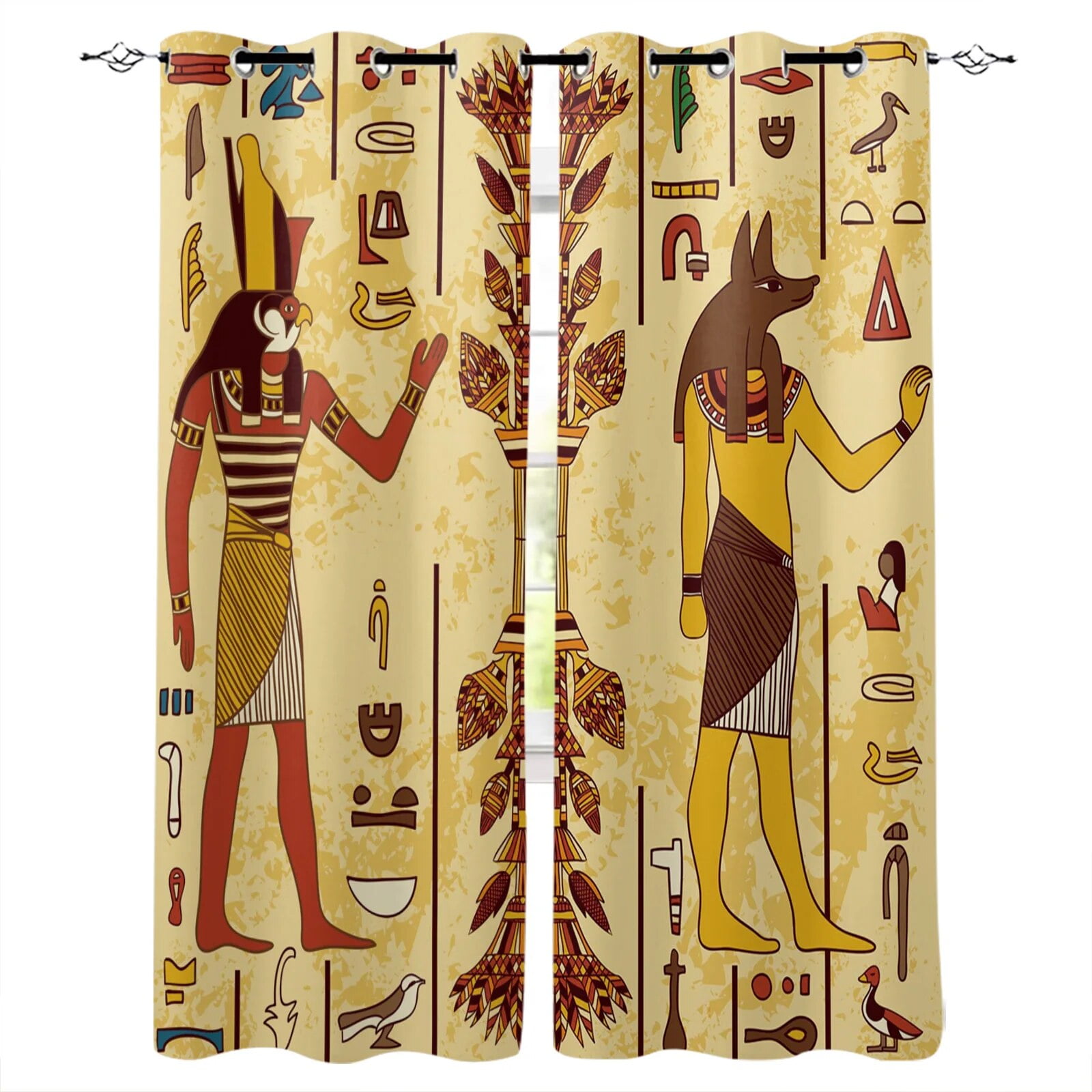Ancient Egypt Egyptian Symbol Window Curtains Dark Outdoor Kitchen