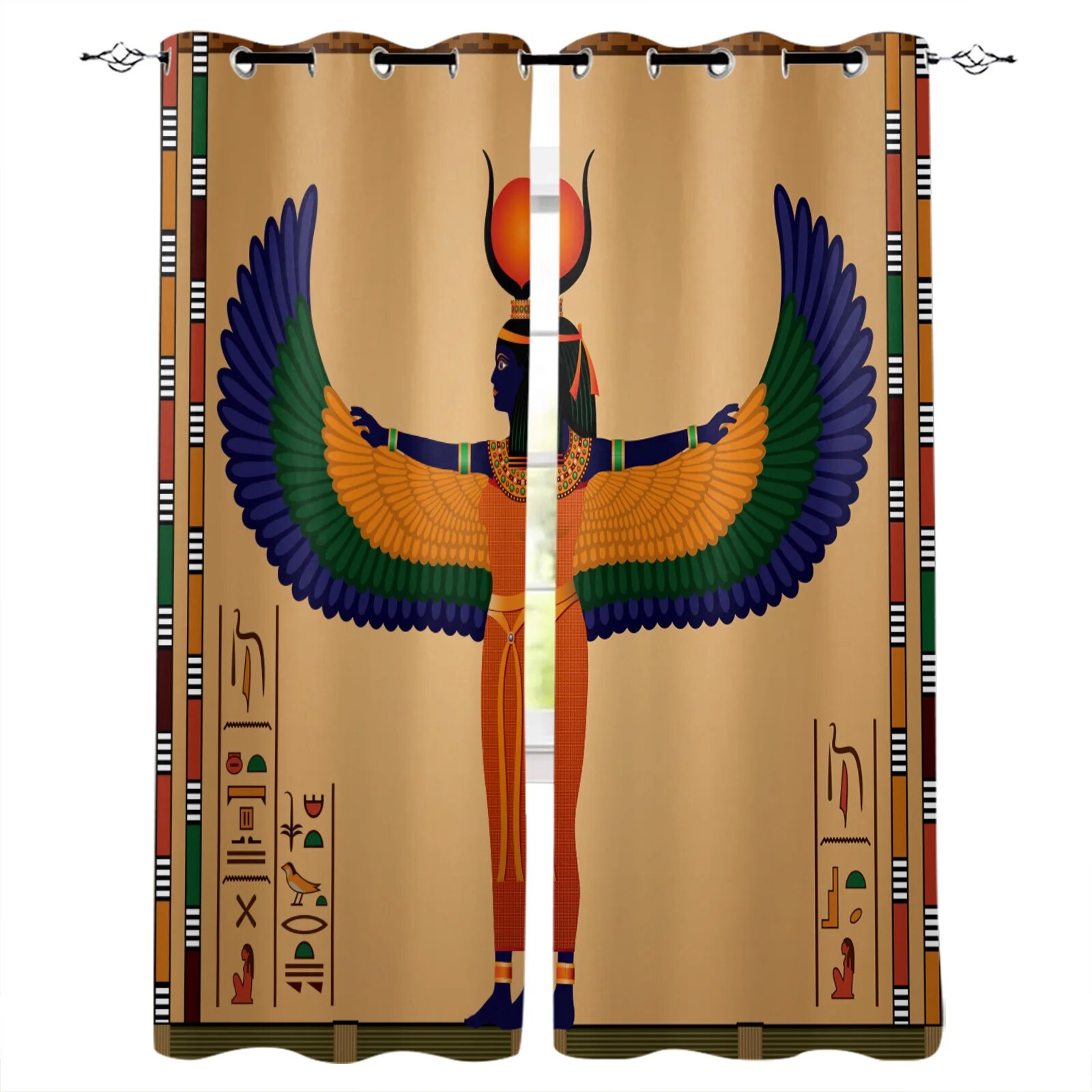 Ancient Egypt Egyptian Symbol Window Curtains Dark Outdoor Kitchen