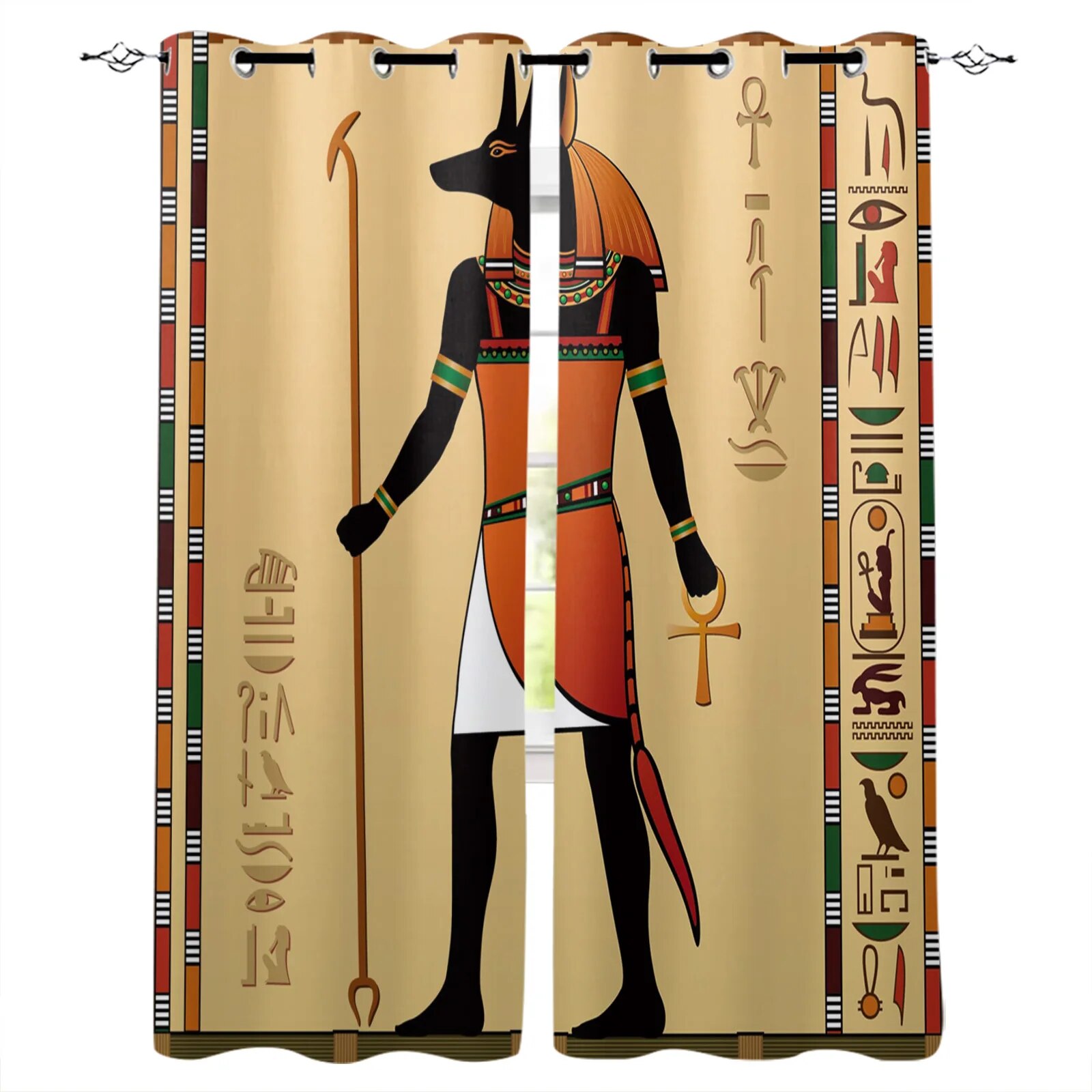 Ancient Egypt Egyptian Symbol Window Curtains Dark Outdoor Kitchen