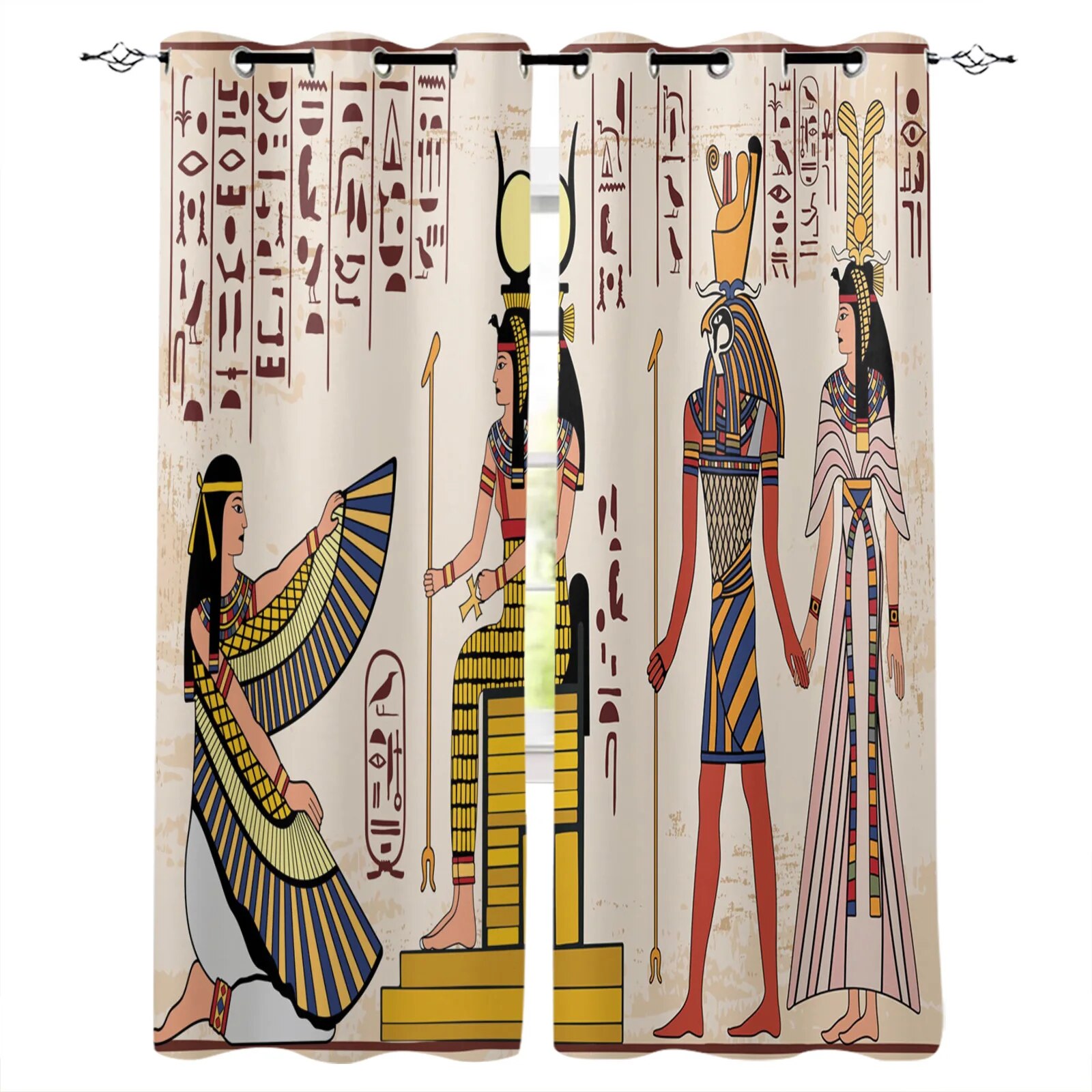 Ancient Egypt Egyptian Symbol Window Curtains Dark Outdoor Kitchen
