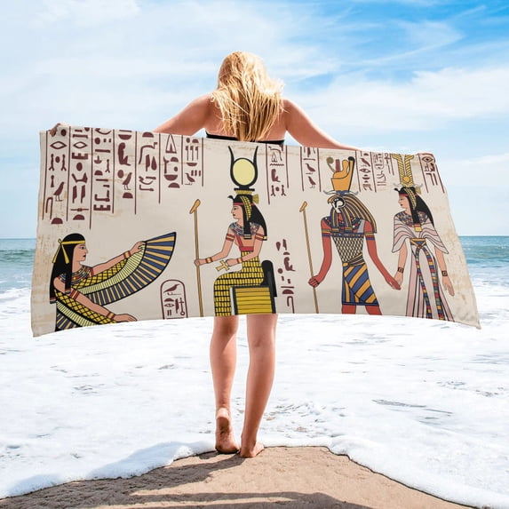 Ancient Egypt Hieroglyphs Retro Style Bath Towel Bathroom Soft Absorbent Towel Microfiber Fabric Beach Towels Home Textile
