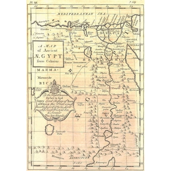 Ancient Egypt Map Art Poster 16In x 24In Medium Art Poster 16x24 Square Adults Best Posters