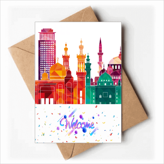 Ancient Egypt Morden City Pattern Welcome Back Greeting Cards Envelopes Blank