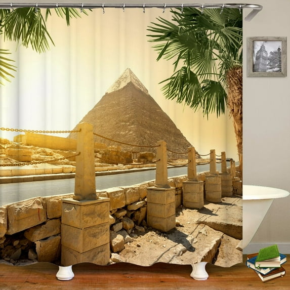 Ancient Egypt Pyramid Shower Curtains Bathroom Curtain Desert landscape Frabic Waterproof Polyester Bath Curtain Home Decoration