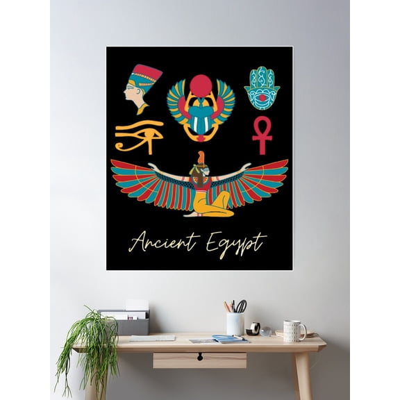 Ancient Egypt Symbols Art History Poster Wall Art, Modern Wall Decor For Living Room Bedroom, 8x12 UNFRAMED