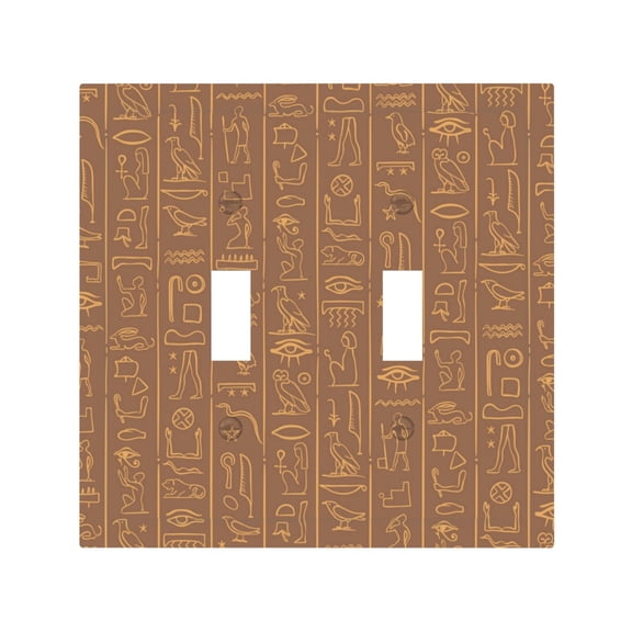 Ancient Egypt Vintage 2 Gang Switch Wall Plate Decorative Double Toggle Cover with 4 Painted Screws for Home & Commercial Use