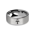 thumbnail image 1 of Ancient Egyptian Ankh Engraved Brushed Silver Tungsten Ring, 8mm, Size 7, 1 of 2
