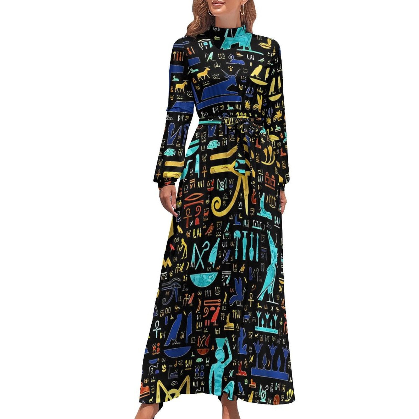 GILDED MESH SHORT DRESS WITH NECKPIECE KINGDOM OF HEIROGLYPHS