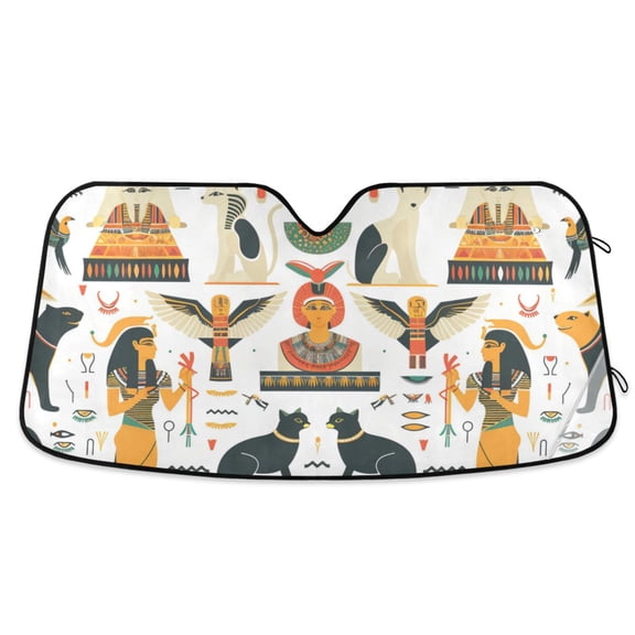 Ancient Egyptian Car Windshield Sun Shade Reflector Sunshade Foldable for Front Keeps Vehicle Cool