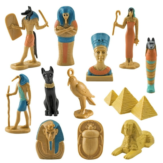 Ancient Egyptian Culture Model, Sphinx Figurine Set, 12pc Hand-Made Simulation Ornaments, Durable Non-Toxic Plastic Small Educational Toys for Boys and Girls Indoor Outdoor Play and Decoration