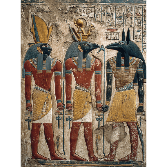 Ancient Egyptian Gods Hieroglyphs Canvas Art, for Living Room, Office, Study, Entryway Decor