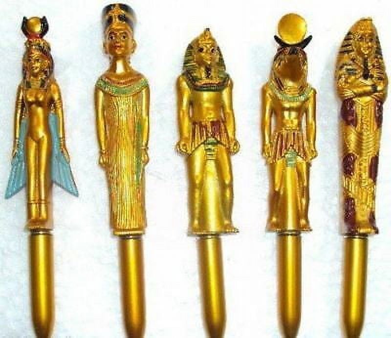 Ancient Egyptian Golden Nefertiti with Crown Design Pen Set of 6 Pcs Collectible
