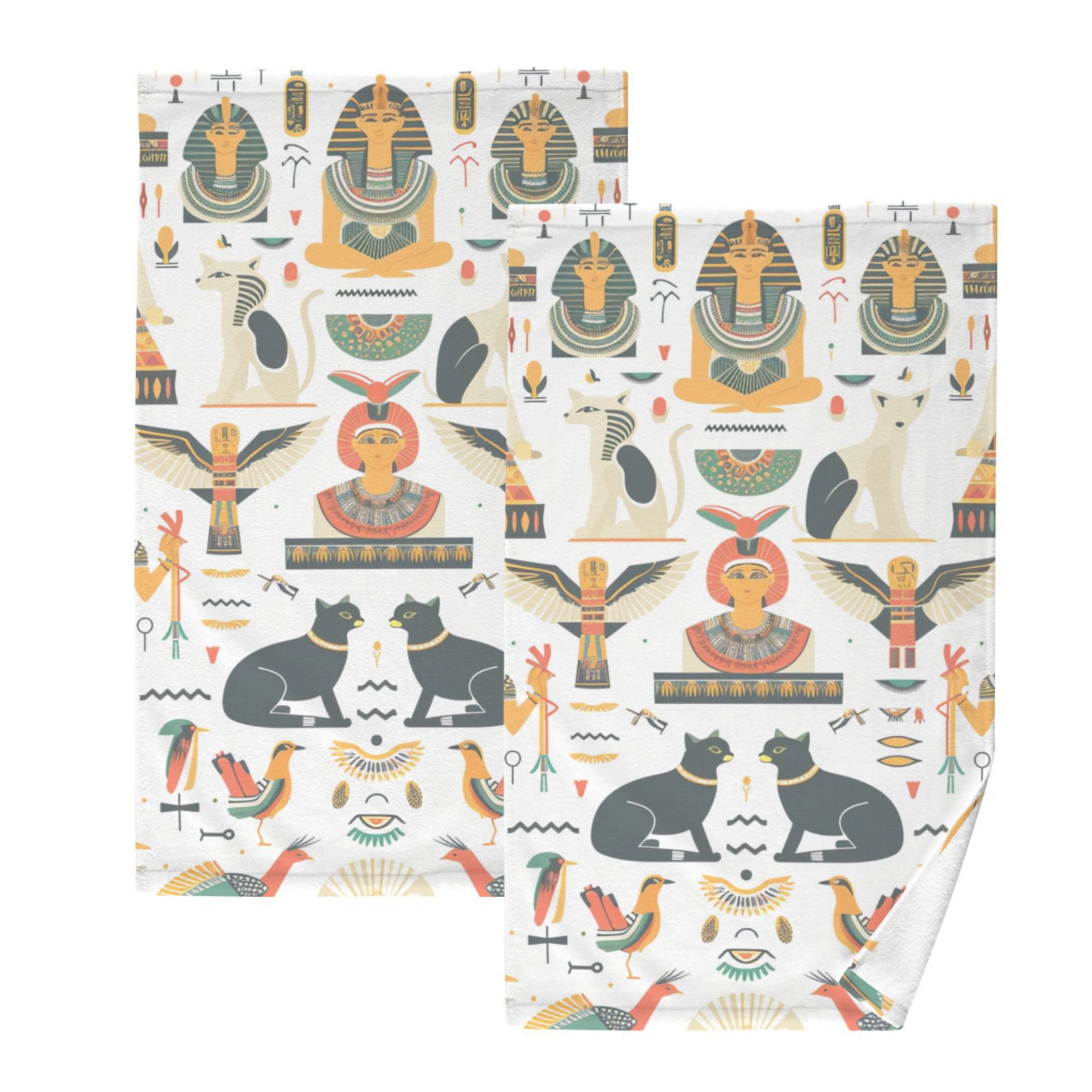 Ancient Egyptian Hand Towels Cotton Bath Towels Large Face Towels Absorbent for Bathroom 2 Packs