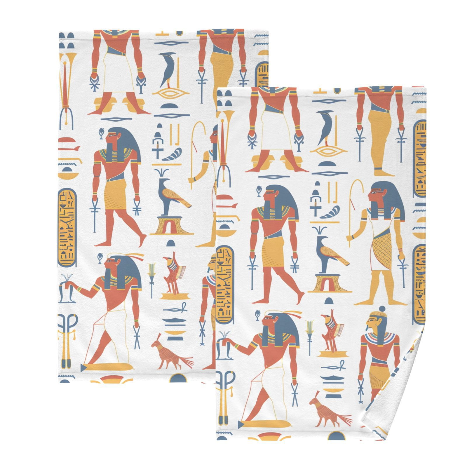 Ancient Egyptian Hand Towels Cotton Bath Towels Large Face Towels Absorbent for Bathroom 2 Packs