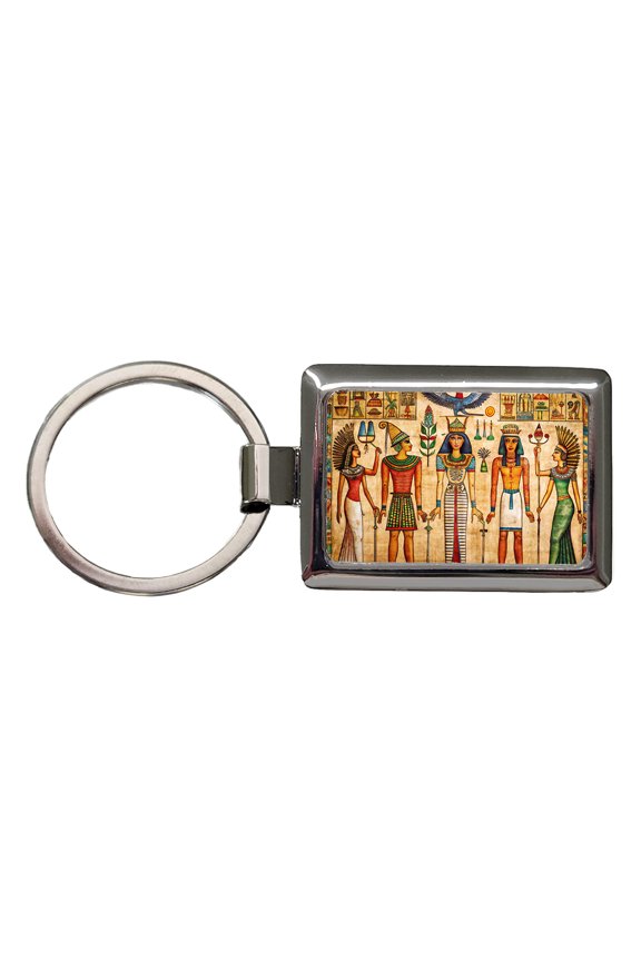 Ancient Egyptian Hieroglyphics Pharaohs Gods Metal Rectangle Keychain