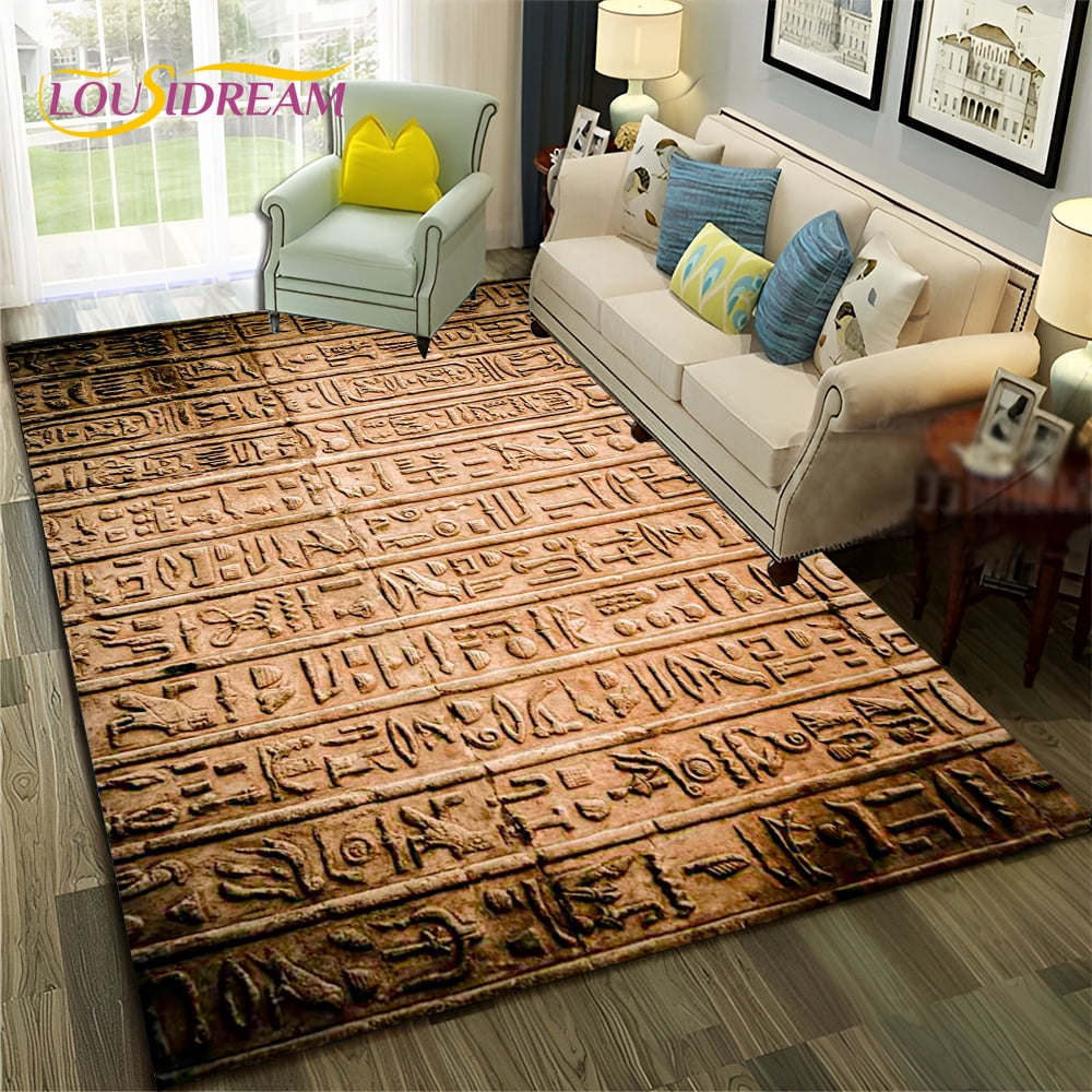 Ancient Egyptian Hieroglyphics Symbol Carpet Rug for Home Living Room ...