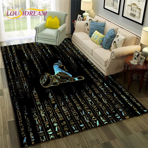 Ancient Egyptian Hieroglyphics Symbol Carpet Rug for Home Living Room Bedroom Sofa Doormat r kid Area Rug Non-slip Floor Mat