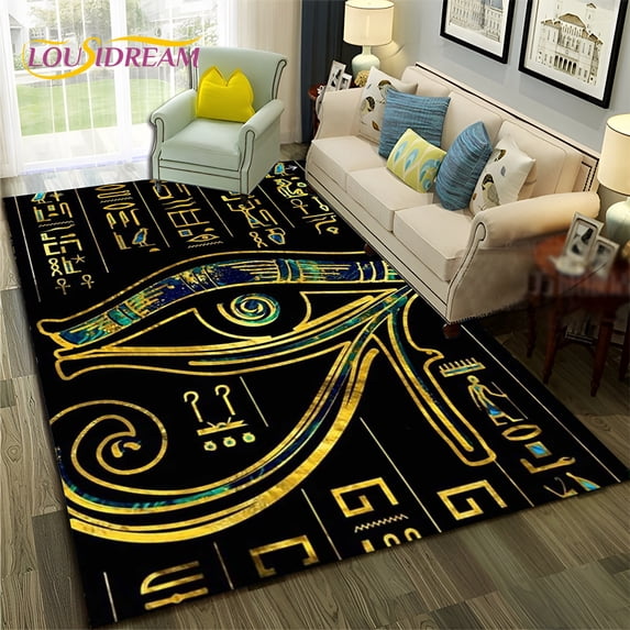 Ancient Egyptian Hieroglyphics Symbol Carpet Rug for Home Living Room Bedroom Sofa Doormat r kid Area Rug Non-slip Floor Mat