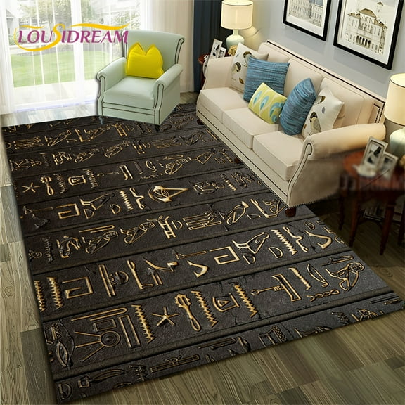 Ancient Egyptian Hieroglyphics Symbol Carpet Rug for Home Living Room Bedroom Sofa Doormat r kid Area Rug Non-slip Floor Mat