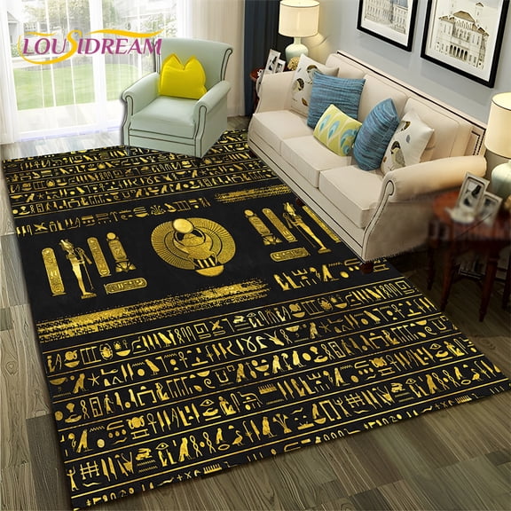 Ancient Egyptian Hieroglyphics Symbol Carpet Rug for Home Living Room Bedroom Sofa Doormat r kid Area Rug Non-slip Floor Mat