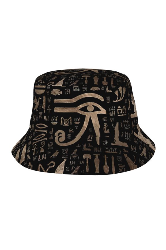 Ancient Egyptian Hieroglyphs Bucket Hat,Packable Sun Cap,Max Protection For Uva,Perfect For Fishing Gardening Hiking Camping
