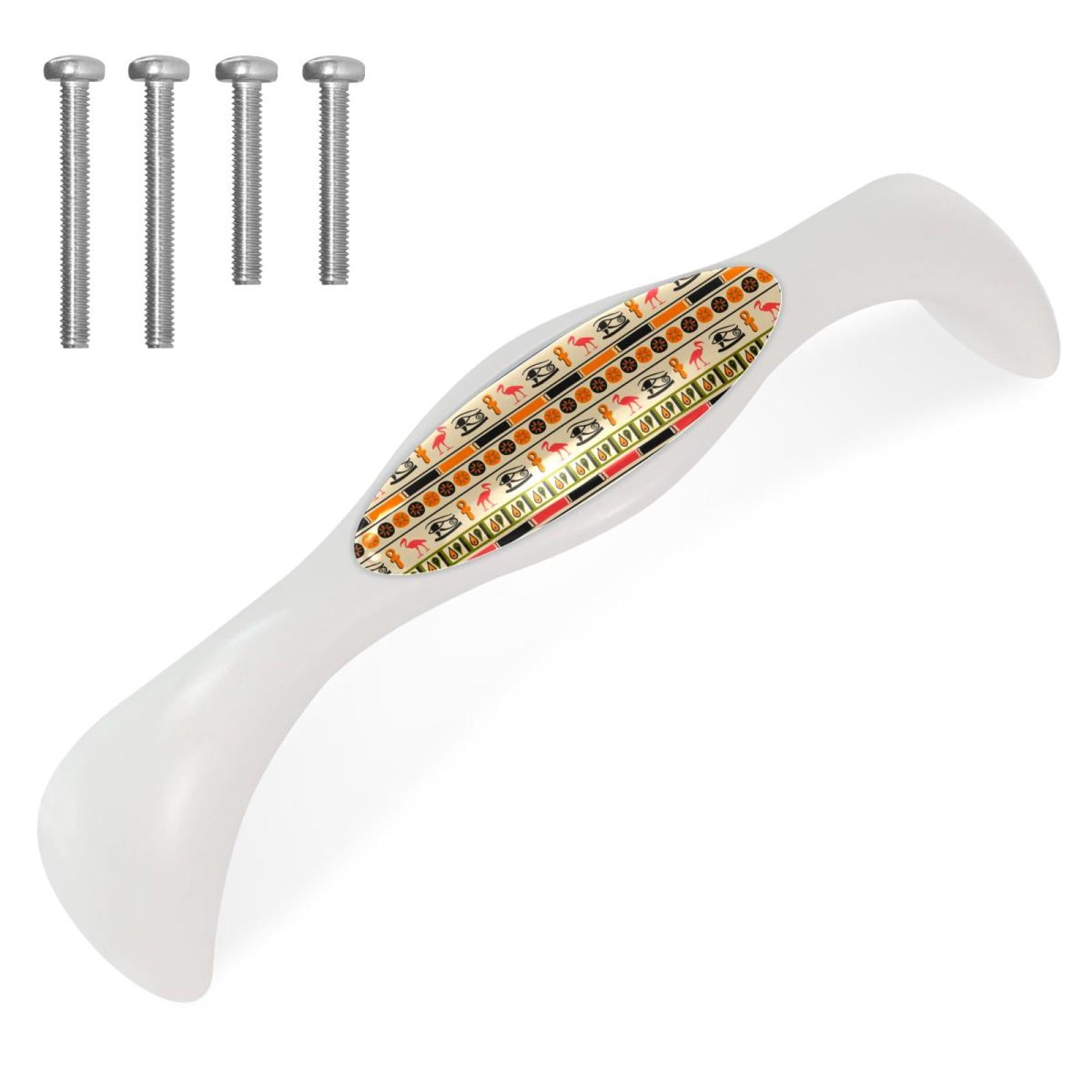 Ancient Egyptian Knob 4 Pack Arched Drawer Pulls Crystal Glass White