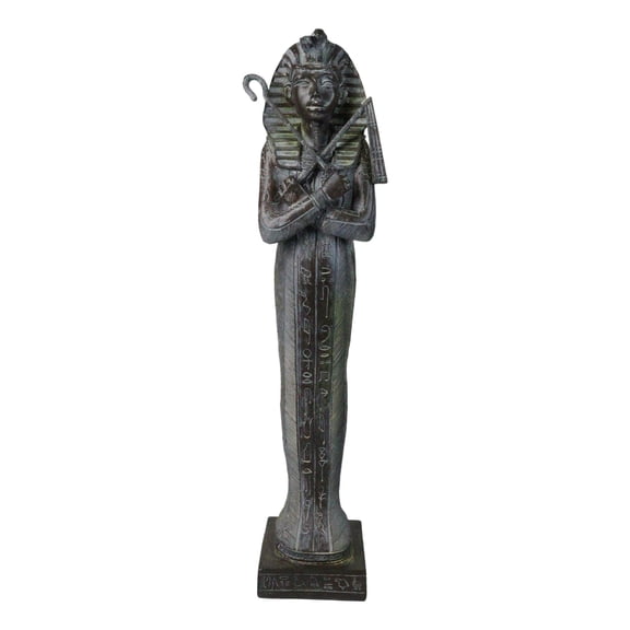 Ancient Egyptian Pharaoh Sarcophagus Mummy With Crook and Flail Figurine 16"H