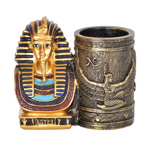 Ancient Egyptian Sculpture Pen Holder Compact Storage For Study Desk Accessory Or History-Themed Decor