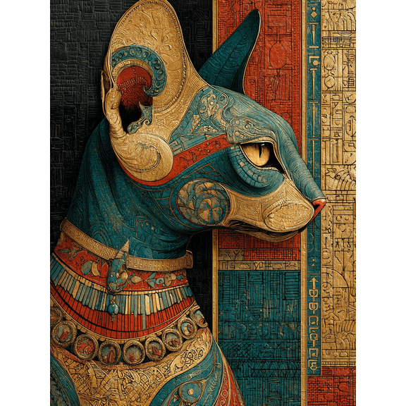 Ancient Egyptian Sphinx Cat Canvas Print, Bold Egypt Pet Home Wall Decor Art