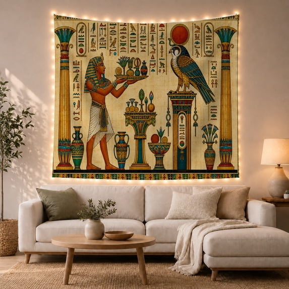 Ancient Egyptian Textured with Sandy Parchment Left, Serene Japanese Inspired for Japanese Art Lovers, Wall Decor, Mother'S Day Gift, Tapestry Wall Hanging for Dorm and Living Room