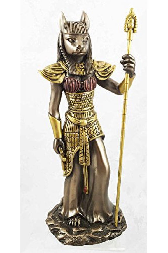 Ancient Egyptian Theme Feline Goddess Bastet Ubasti Cat Human Form Figurine Faux Bronze