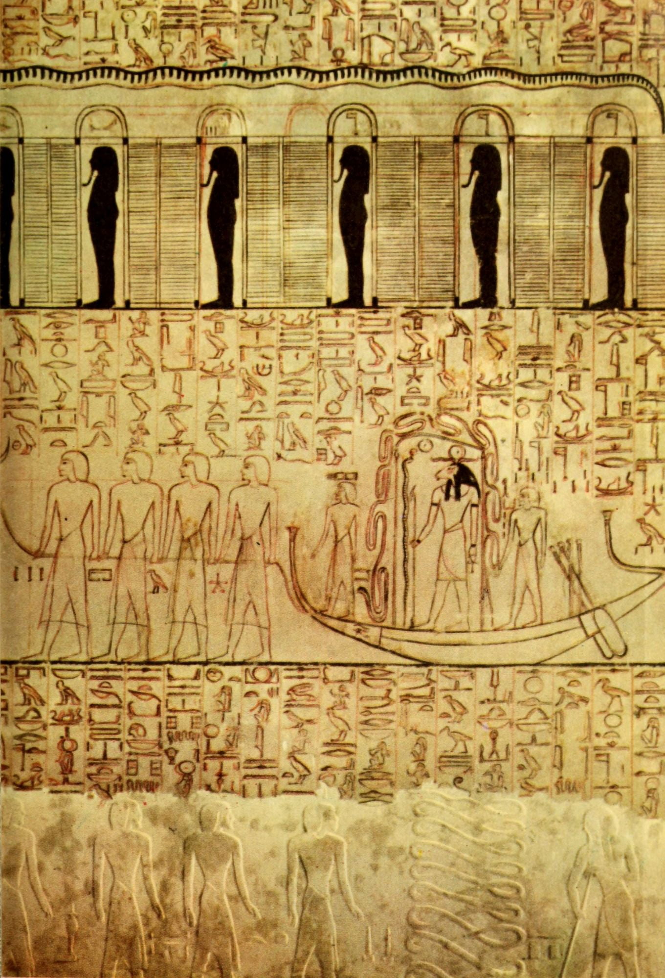 Ancient Egyptian Wall Paintings 1956 Tomb of Horemeb Canvas Art - (24 x 36)