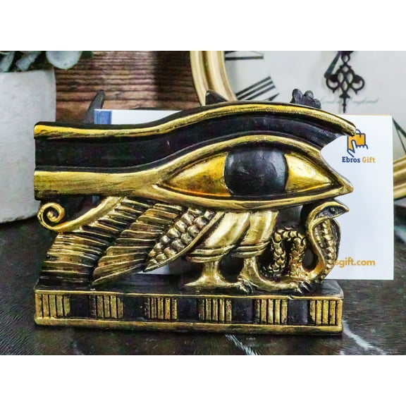 Ancient Egyptian Wedjat Eye Of Horus Uraeus Cobra Business Card Holder Figurine
