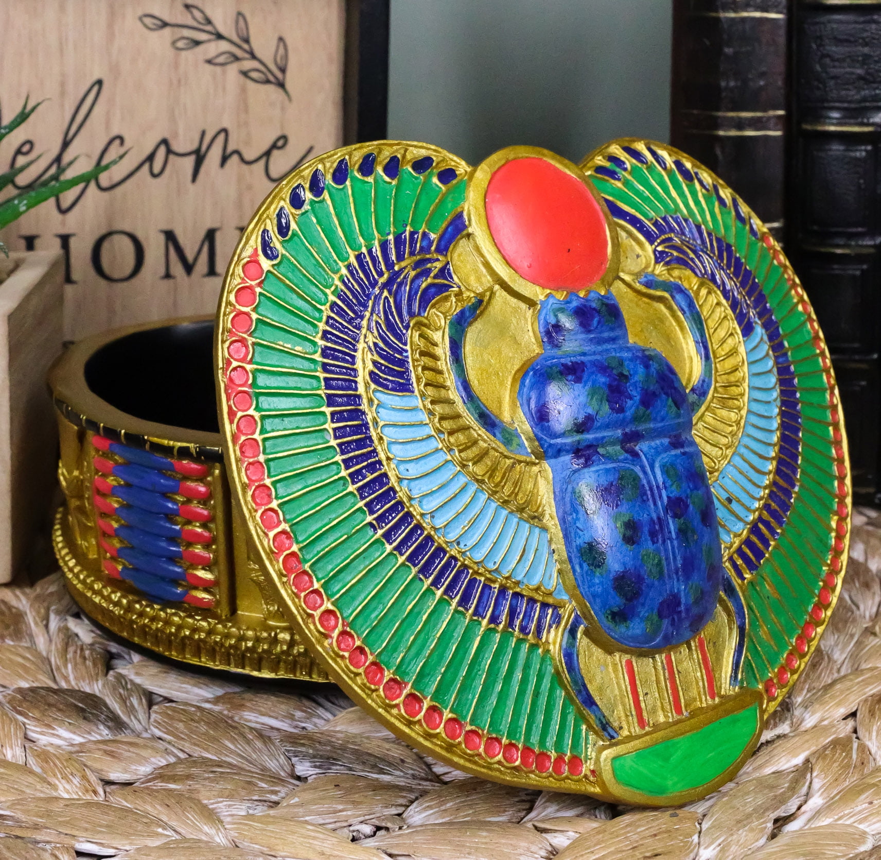 Ancient Egyptian Winged Scarab Beetle Colorful Decorative Trinket