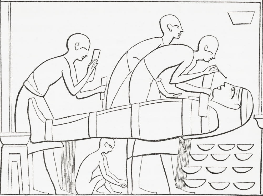 Ancient Egyptians painting the Cartonage or outer case of a mummy From The Imperial Bible Dictionary published 1889 Canvas Art - Ken Welsh Design Pics (32 x 24)