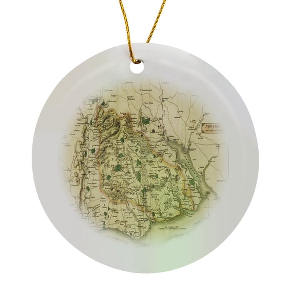 3drose, Ancient Fantasy Map, Circle Porcelain Ornament
