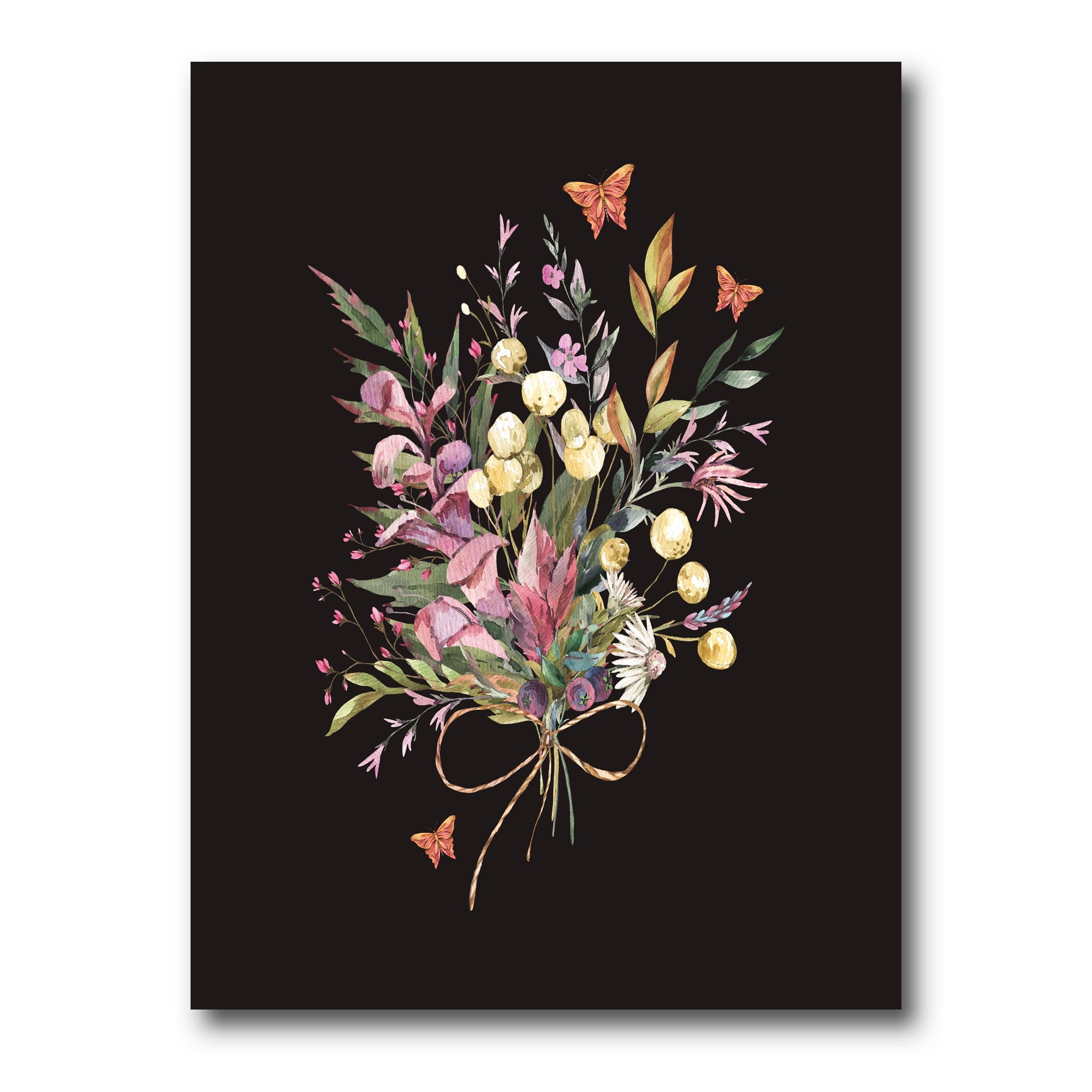 Ancient Floral Summer Wildflowers Arrangement 8 in x 12 in Painting Canvas Art Print, by Designart