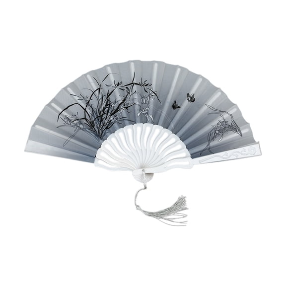 Ancient Folding Fan 7 Inches Traditional Hand Fan Tassel Decor Photography Fan Portable Opening Closing Fan Summer Cooling Home Decor Fan(B)
