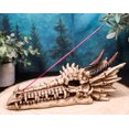thumbnail image 1 of Ancient Fossil Dragon Head Skeleton Incense Burner Statue Prehistoric Dinosaur, 1 of 9