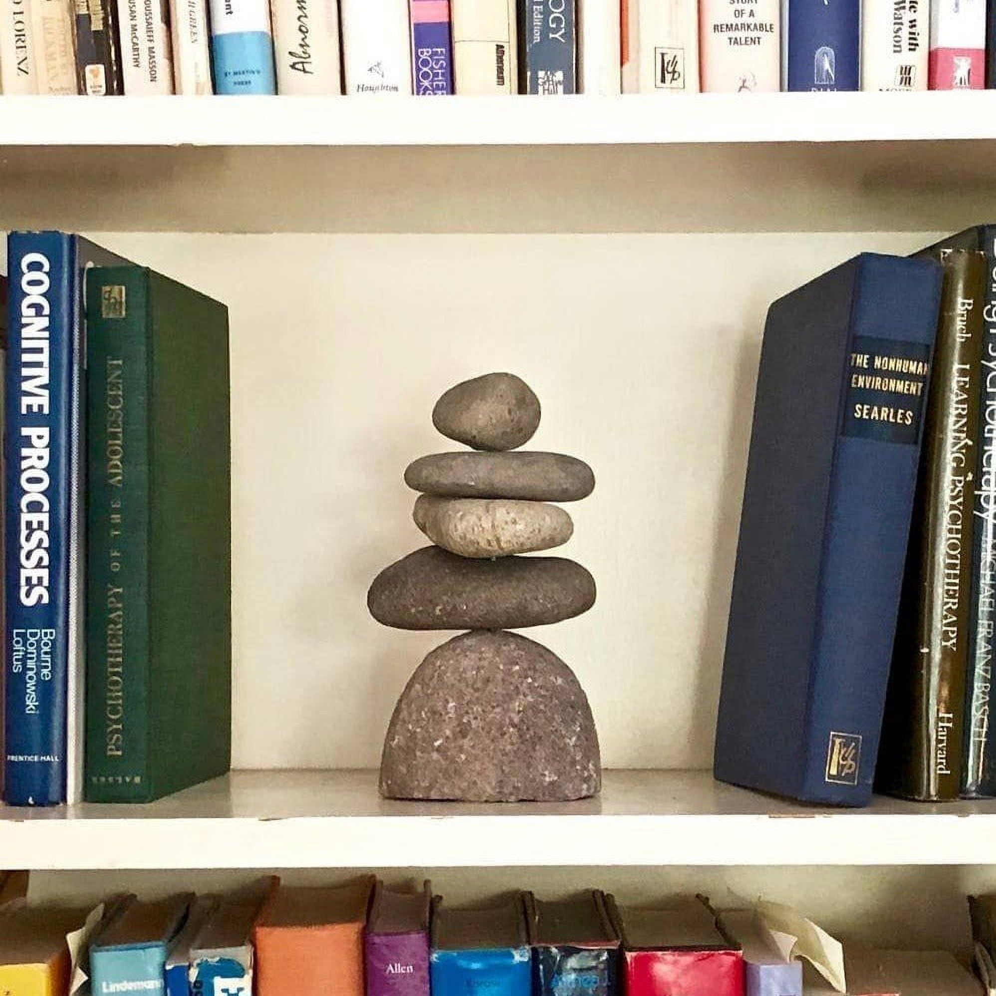 Handcrafted 5-Stone Natural River Stone Cairn Statue