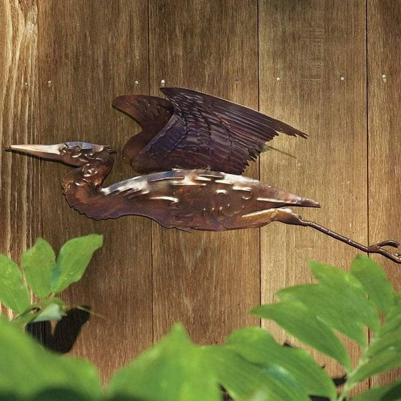 Ancient Graffiti Metal Heron Wall Art, Copper, 20"W x 8"H