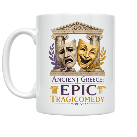 Ancient Greece Epic Tragicomedy Art - Theater Enthusiast - 11 oz Ceramic Coffee Mug