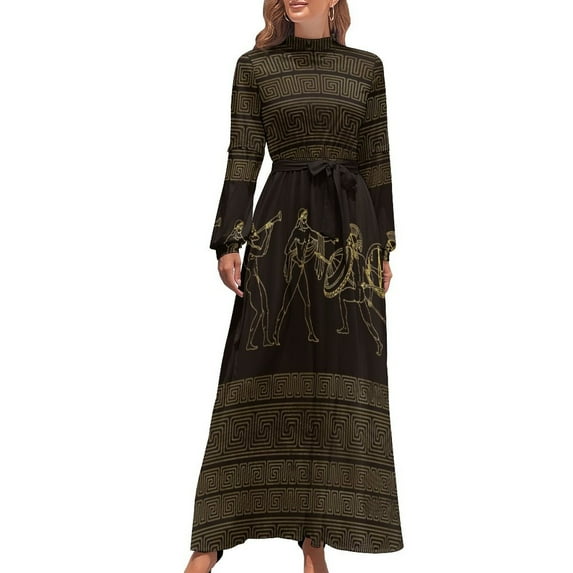 Ancient Greece scene on greek pattern Long Dress Women's dress Clothing Women's dresses