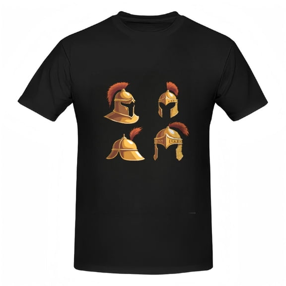 Ancient Greek Design Cotton Short Sleeve T-Shirt for Women - Gold & Red Pattern Tee Top