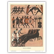 Ancient Greek Olympiad Hieroglyphs - From an Original Book - Color Plate - Master Art Print (Unframed) 9in x 12in