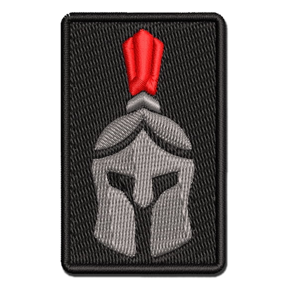 Ancient Greek Roman Spartan Helmet Front Applique Multi-Color Embroidered Iron-On Patch - 2.0 Inch Mini