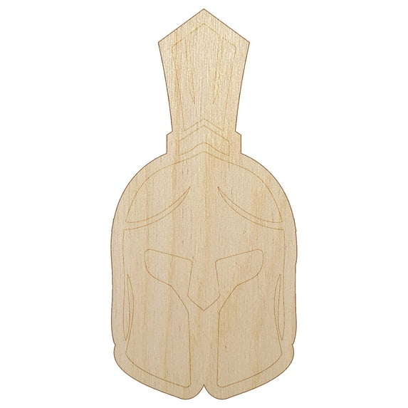 Ancient Greek Roman Spartan Helmet Front Wood Shape Unfinished Piece Cutout Craft DIY Projects - 4.70 Inch Size - 1/8 Inch Thick