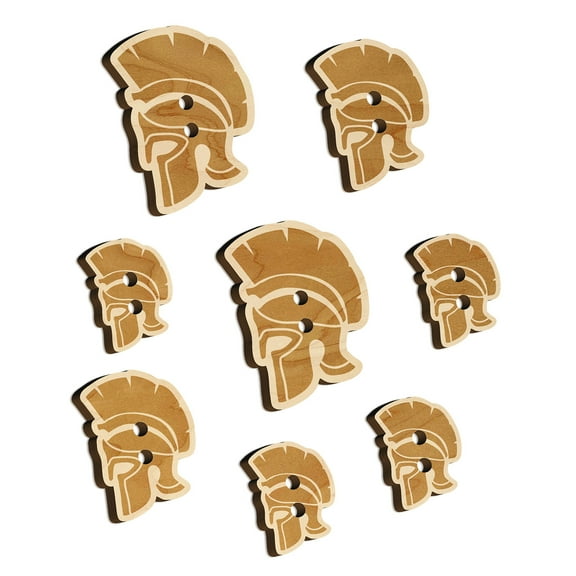 Ancient Greek Roman Spartan Helmet Wood Buttons for Crochet Knitting Sewing DIY Craft - 0.75 Inch Small (12pcs)