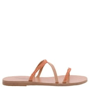 Ancient Greek Sandals Natural/Coral Apli Polytimi Chain Detail Sandals, Brand Size 38 ( US Size 8 )
