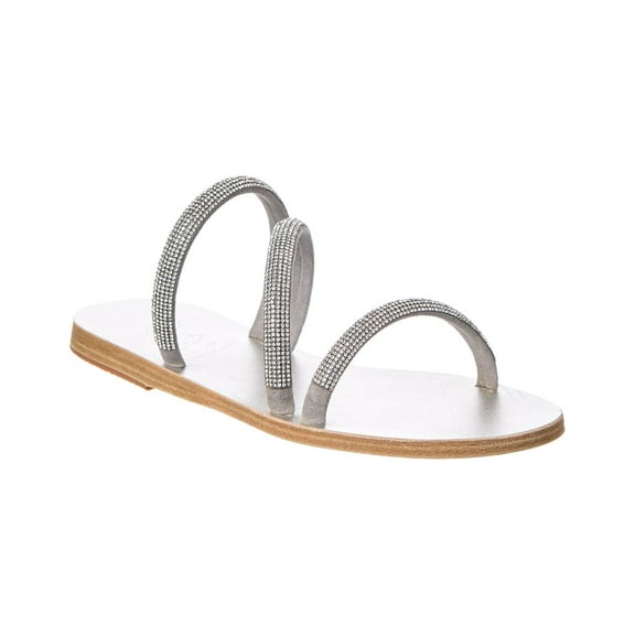 Ancient Greek Sandals Polytimi Diamante Suede Sandal, 37, Silver